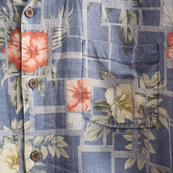 Tommy Bahama Shirt Mens XL Blue Silk Floral Hawaiian Original Fit Camp Casual - Picture 2 of 11